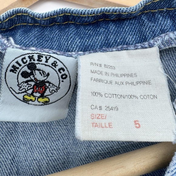 Vintage Disney Denim Jean Overall Bib Short Classic Mickey Mouse Embroidered 5 - Picture 9 of 12